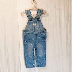 baby girl's floral print ruffle stretch denim overalls by OshKosh B'gosh